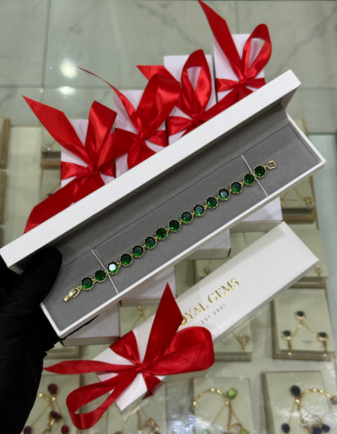 Emerald Gold Tennis Bracelet