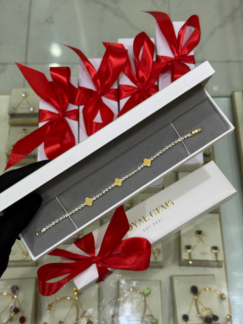 Golden Clover Spark Tennis Bracelet