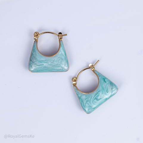 Blue Marbled Square Button Drops