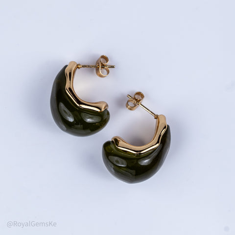 Jungle Green Gloss Drop Earrings