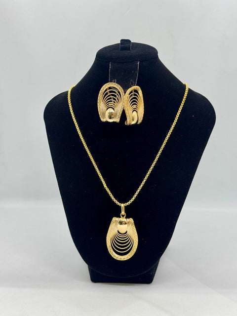Grecian Layered Gold Chunky Pendant Set