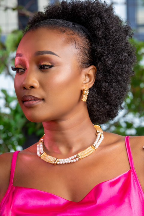 Empress Gilded Pearl & Pavé Collar Set