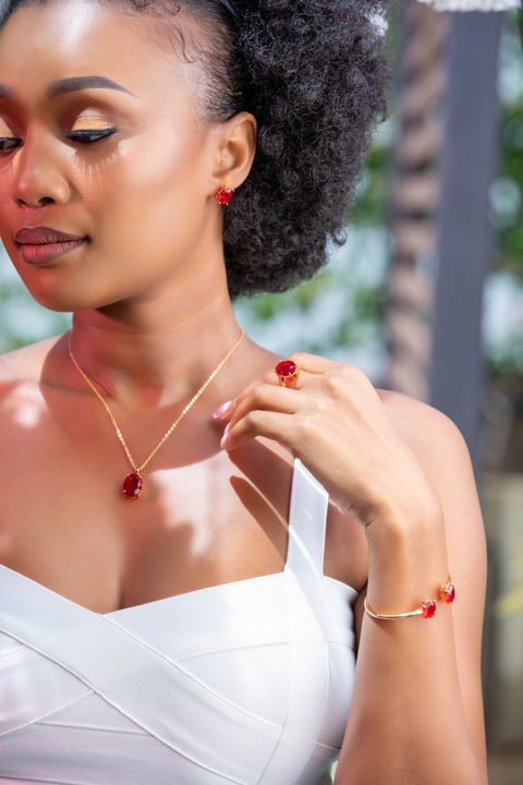 Empress Ruby Solitaire Pendant Set