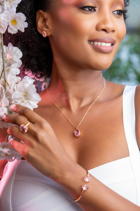 Rose Quartz Solitaire Radiance Set
