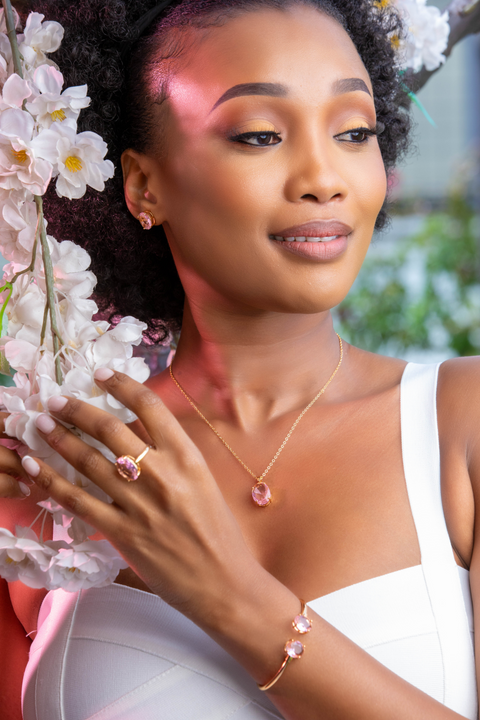 Rose Quartz Solitaire Radiance Set