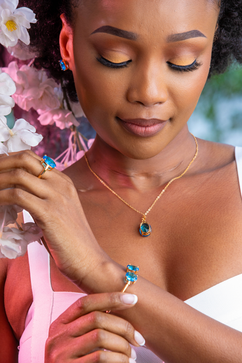 Aquamarine Solitaire Zenith Set