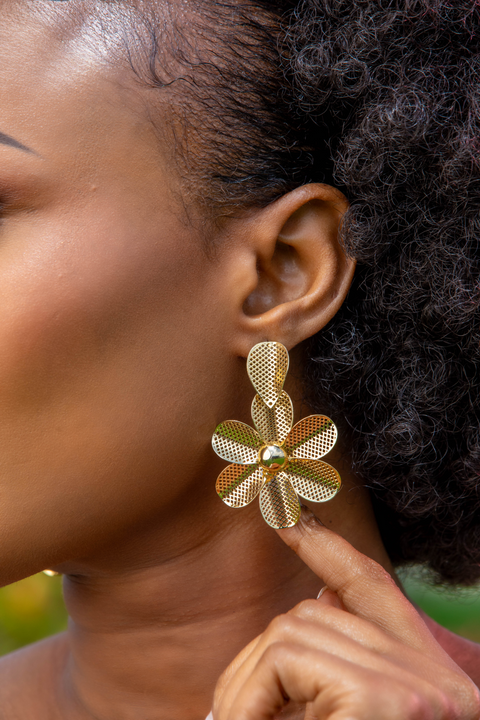 Gilded Mesh Petal Dangles