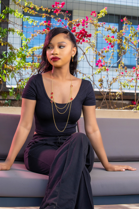 Crimson Alhambra Triple-Chain Set