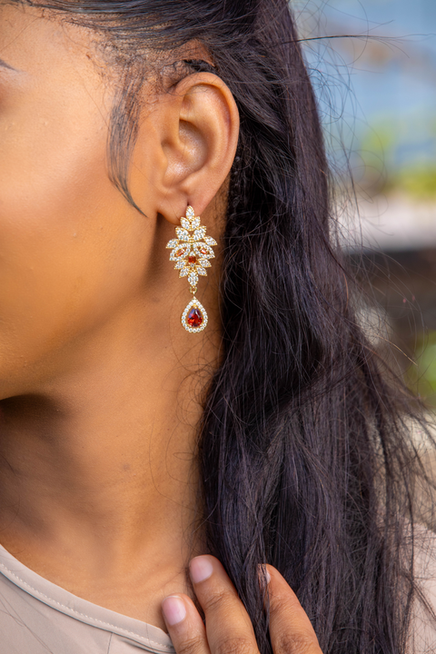 Empress Garnet Chandelier Classy Earrings