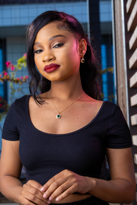 Royal Emerald Cushion Pendant Set