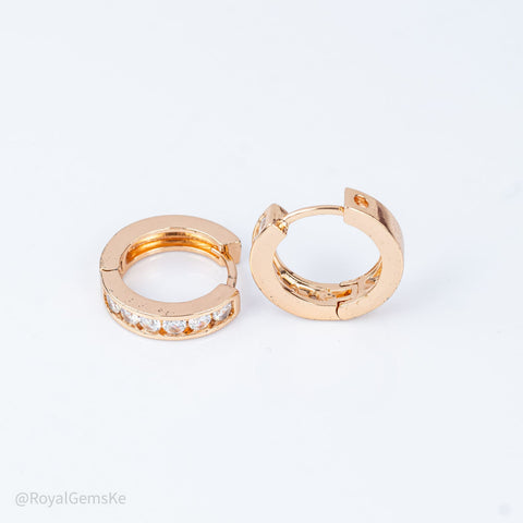 Sleek Channel-Set Crystal Medium Hoops