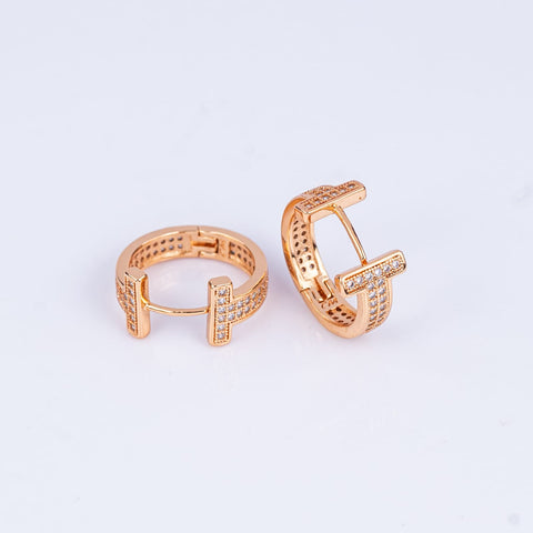 Twin Bar Statement Pavé Medium Hoops