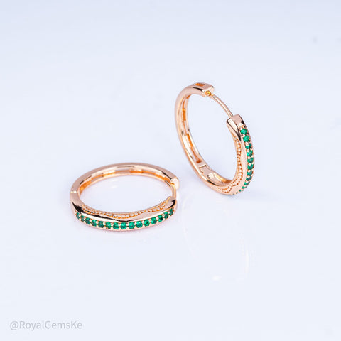 Fine Emerald Pavé Curve Medium Hoops