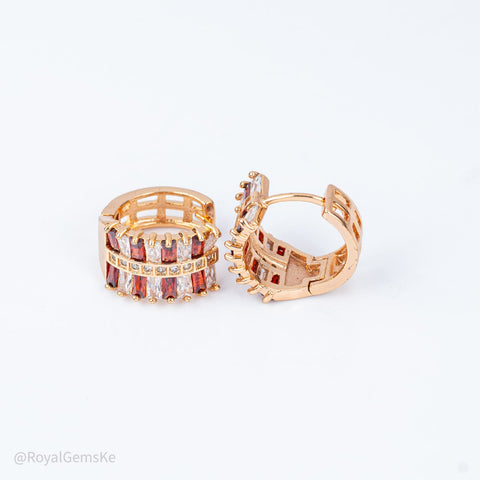 Ruby Baguette Crown Medium Hoops