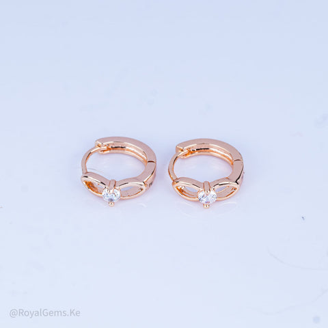 Bow Knot Solitaire Mini Hoops