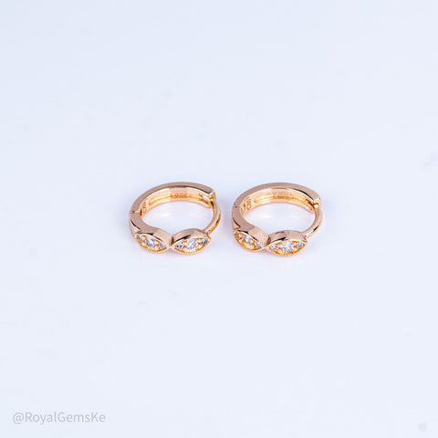 Marquise Double Stone Mini Hoops