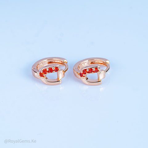 Red Crystal Buckle Mini Hoops