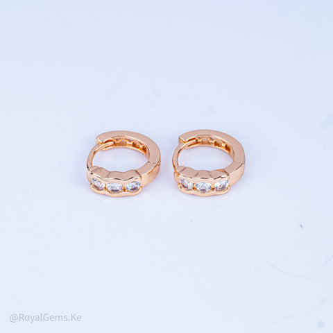 Scalloped Triple Crystal Mini Hoops