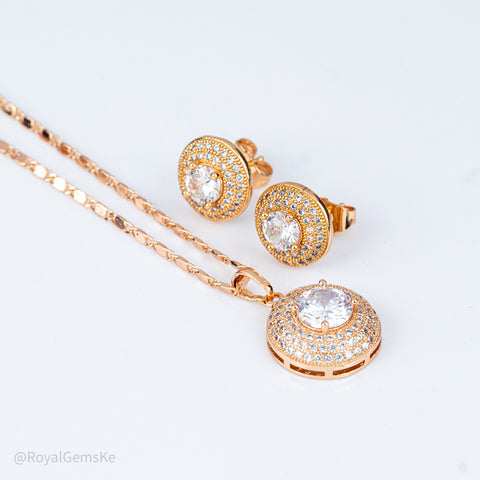 Radiant Gold Halo Pendant Set