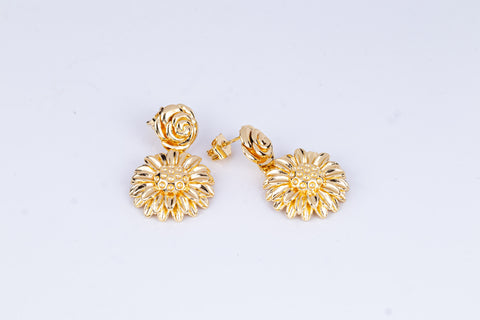 Golden Floral Bloom Earrings