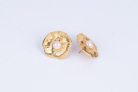 Lustrous Petal Button Earrings