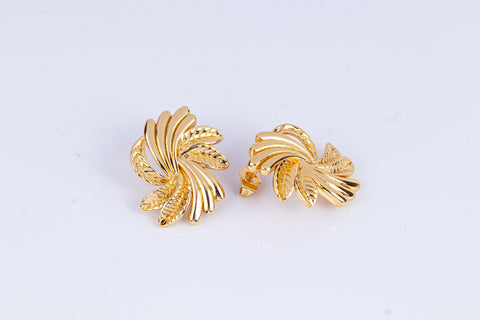 Swirl Leaf Button Earrings