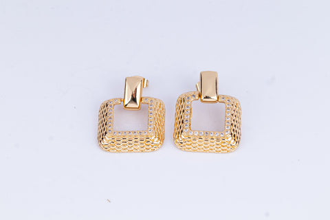 Gold Textured Square Hoop Earrings