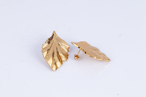 Gold Leaf-Shaped Earrings