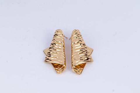 Textured Gold Fold Earrings