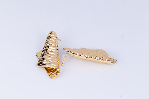 Textured Gold Fold Earrings