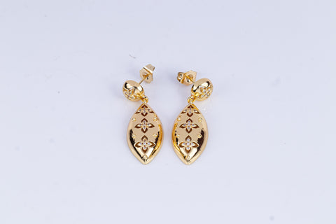 Golden Fleur Button Earrings