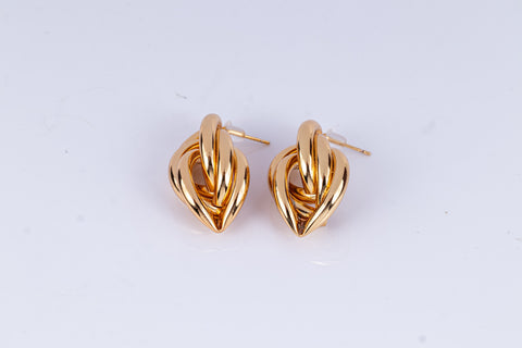 Elegant Twist Knot Gold Earrings