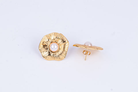Lustrous Petal Button Earrings