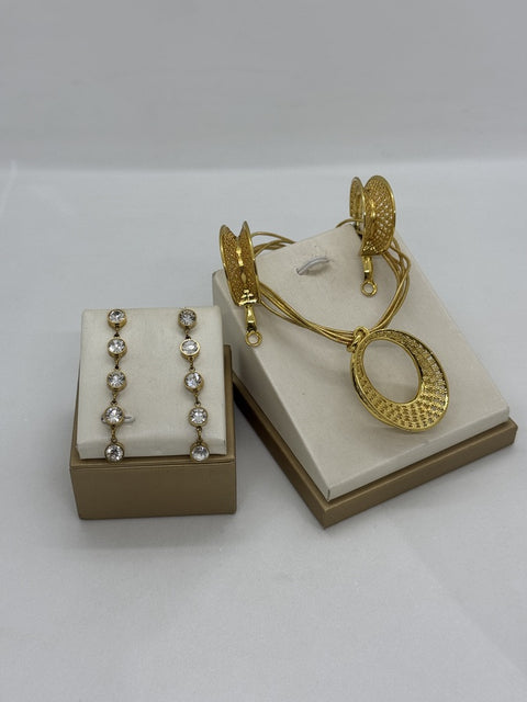 Small Dangle Earrings + Chunky Pendant Set