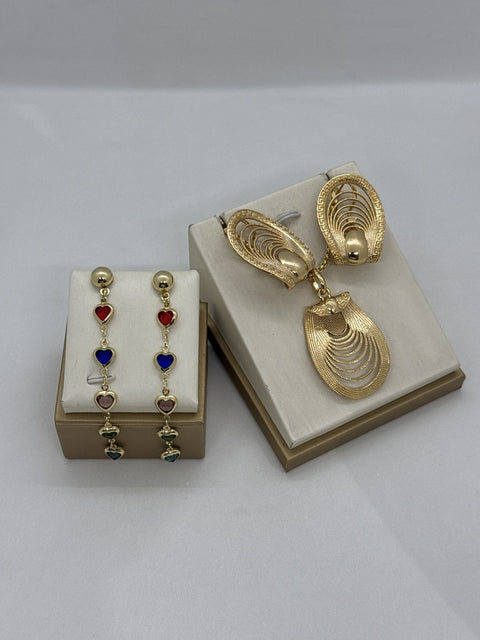 Small Dangle Earrings + Chunky Pendant Set