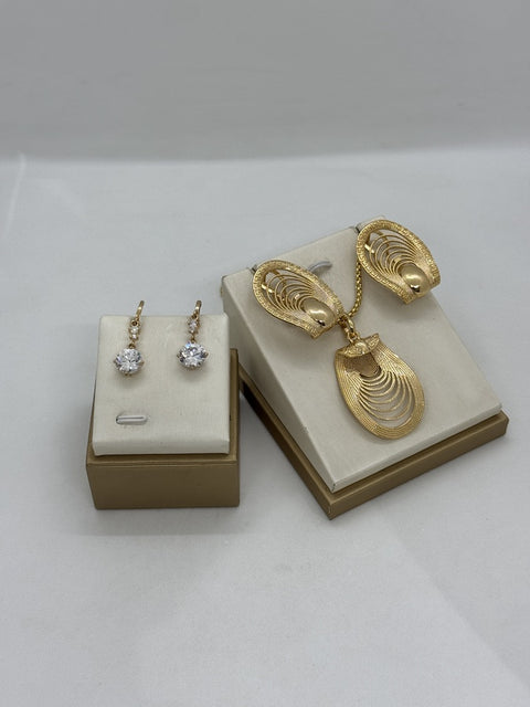 Small Dangle Earrings + Chunky Pendant Set