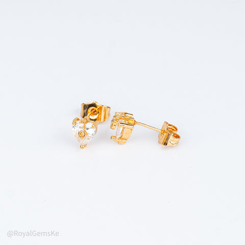 Royal Golden Heart Solitaire Studs