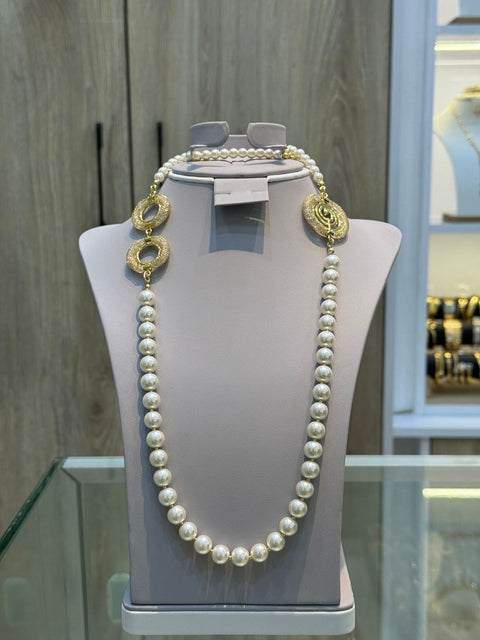 The Imperial Alabaster Orb & Gilded Halo Necklace