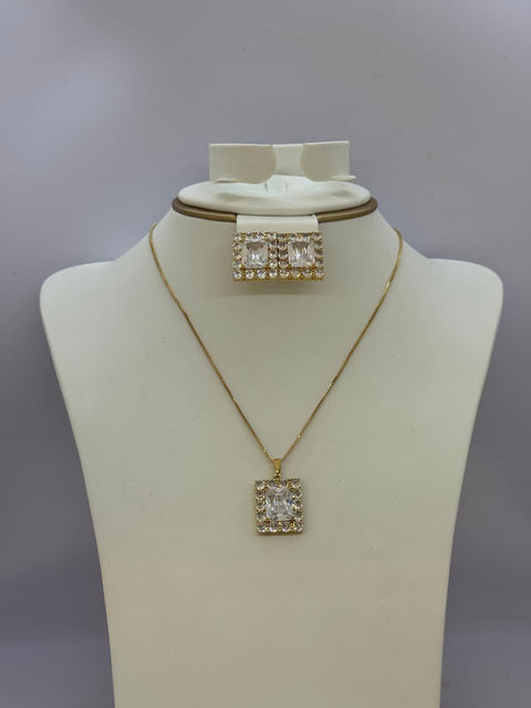Iced Emerald-Cut Solitaire Set