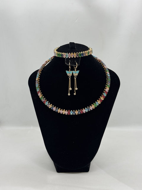 Small Dangle Earrings + Choker Set