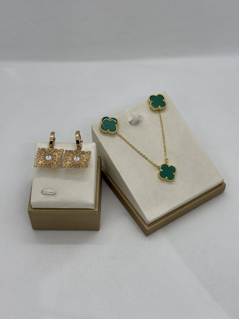 Small Dangle Earrings + Pendant Set